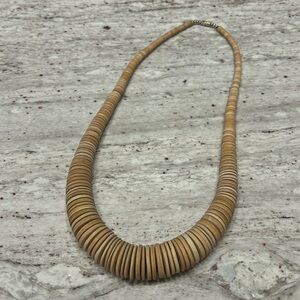 Long Vintage Stacked Light Color Coconut Shell Necklace